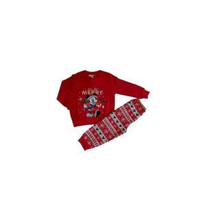 Pijama de bumbac cu tematica de Craciun - Just be Merry - Rosu aprins - 98 cm - 3 ani imagine