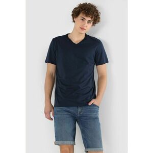 Tricou din bumbac cu decolteu in V imagine