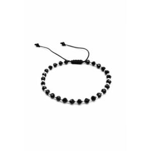 Bratara cu bile din Argint 925 si cristale negre - reglabila - unisex imagine