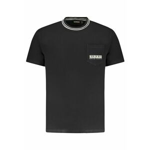 Tricou barbati - cu buzunar pe piept si imprimeu - Regular Fit - Negru - imagine