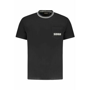Tricou barbati - cu buzunar pe piept si imprimeu - Regular Fit - Negru - imagine