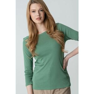 Bluza de bumbac cu decolteu barcuta imagine
