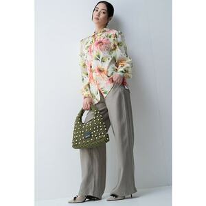 Camasa din amestec de in cu model floral imagine