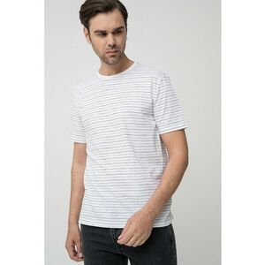 Tricou cu decolteu la baza gatului si imprimeu in dungi imagine