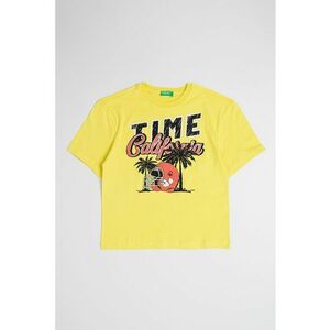 Tricou de bumbac cu decolteu la baza gatului si imprimeu imagine