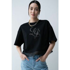 Tricou crop din bumbac cu decolteu la baza gatului imagine