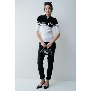 Pulover slim-fit cu maneci trei sferturi imagine