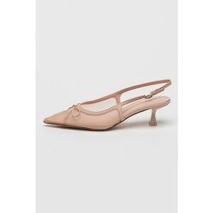 Pantofi de piele ecologica si plasa cu toc kitten Vogue imagine