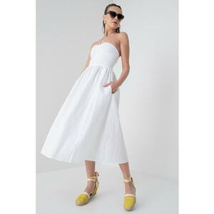 Rochie midi din amestec de in imagine