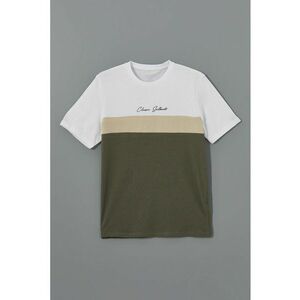 Tricou colorblock cu decolteu la baza gatului imagine