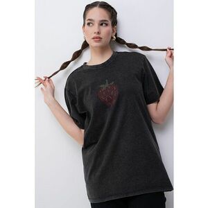 Tricou de denim cu decolteu la baza gatului imagine