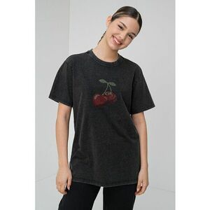 Tricou de denim cu decolteu la baza gatului imagine