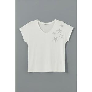 Tricou cu decolteu in V si aplicatii cu paiete imagine