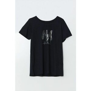 Tricou cu decolteu la baza gatului si imprimeu grafic imagine