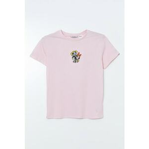 Tricou de bumbac cu decolteu la baza gatului imagine