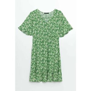 Rochie cu decolteu in V si model floral imagine