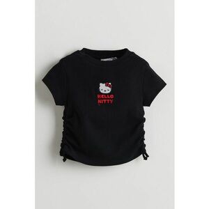 Tricou cu detaliu Hello Kitty si decolteu la baza gatului imagine
