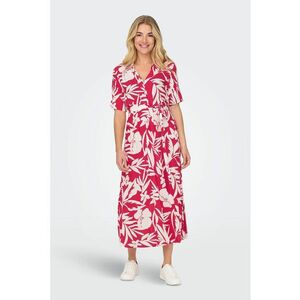 Rochie-camasa lunga cu imprimeu si cordon in talie imagine