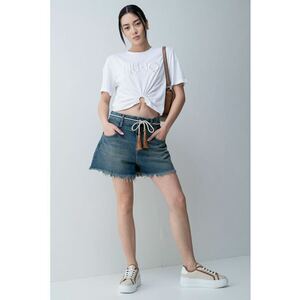 Tricou crop cu logo frontal imagine