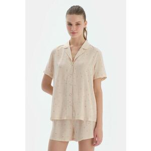 Bluza de pijama cu maneci scurte si model floral imagine