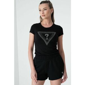 Tricou cu decolteu la baza gatului si logo cu strasuri imagine