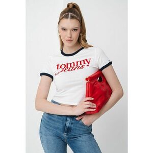 Tricou crop slim fit cu imprimeu logo imagine