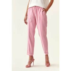 Pantaloni crop conici cu snur imagine