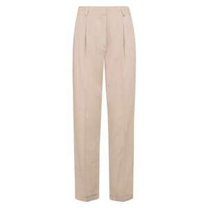 Pantaloni din amestec de in cu pensa - Bej deschis imagine