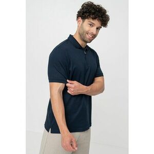Tricou polo de bumbac organic cu fermoar scurt imagine