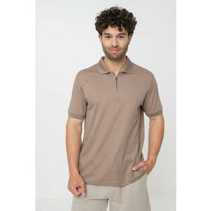 Tricou polo de bumbac organic cu fermoar scurt imagine