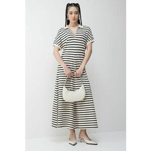 Rochie midi din amestec de lyocell cu dungi imagine