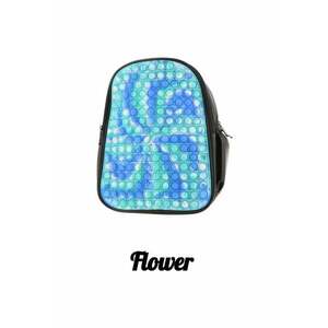 Rucsac Pop It piele ecologica P11 - 31 x 24 x 12 cm - Negru - Turcoaz - Albastru imagine