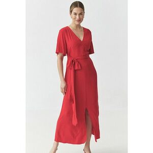Rochie maxi cu slit frontal si cordon in talie imagine