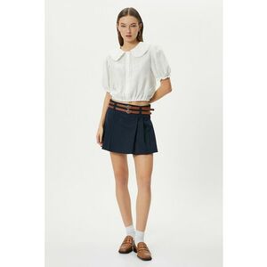 Bluza crop din amestec de bumbac cu margini elastice imagine