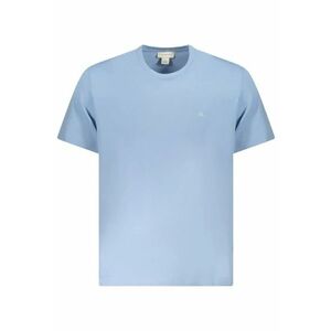 Tricou barbati decolteu la baza gatului si imprimeu cu logo - Albastru deschis imagine