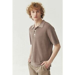 Tricou polo tricotat din amestec de in imagine