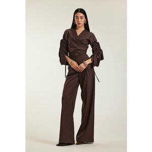 Set format din bluza si pantalon lung Renata - Maro imagine