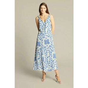 Rochie midi cu model floral si decolteu in V imagine