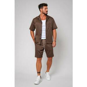 Set Camasa si pantalon scurt Oversized Brown Maro imagine