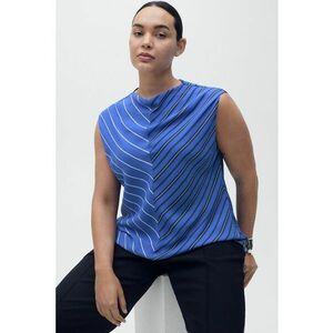 Top cu guler drapat si model in dungi imagine