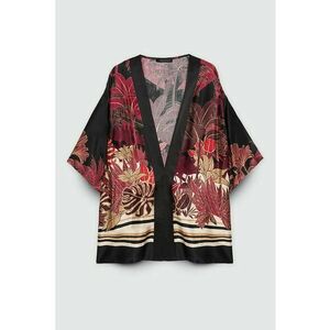 Bluza cu model - decolteu in V si aspect satinat imagine