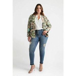 Sacou din amestec de in cu model floral imagine