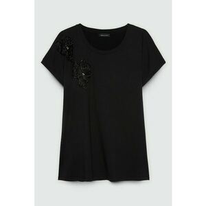 Tricou de bumbac si modal cu detalii florale imagine
