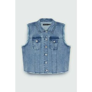 Vesta din denim cu buzunare cu clapa imagine