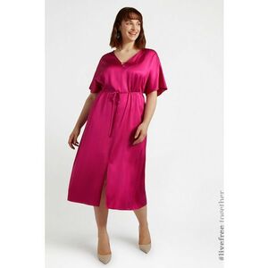 Rochie midi satinata cu slit frontal imagine