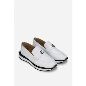 Pantofi dama albi din piele naturala cu ornament imagine