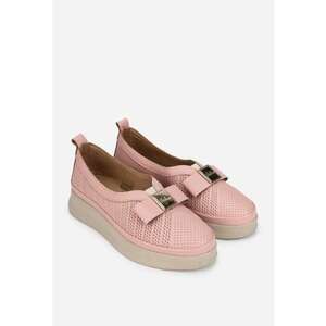 Pantofi dama roz pudra din piele naturala cu ornament imagine