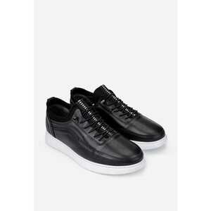 Pantofi barbati din piele neagra cu siret elastic imagine