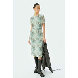 Rochie midi cu model si slit lateral imagine