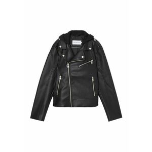 Jacheta biker de piele ecologica cu gluga imagine